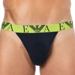 Emporio Armani Jockstraps-Jock Strap Bold Monogram Coton Marine - Citron Vert