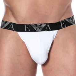 Emporio Armani Jockstraps-Jock Strap Bold Monogram Coton Blanc