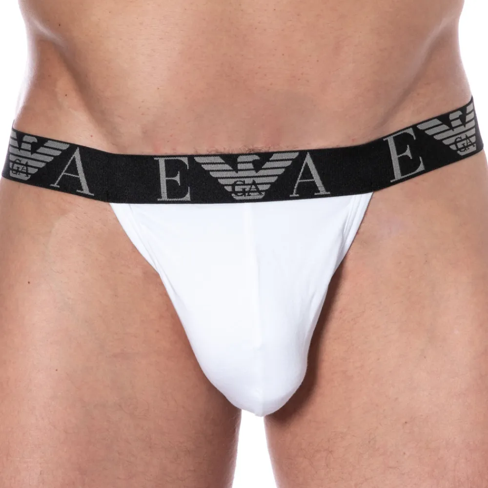 Emporio Armani Jockstraps-Jock Strap Bold Monogram Coton Blanc