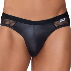 CandyMan Jockstraps-Jock Strap Dentelle Simili Cuir Noir