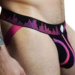Breedwell Jockstraps-Jock Strap Equalizer Noir - Rose Fluo