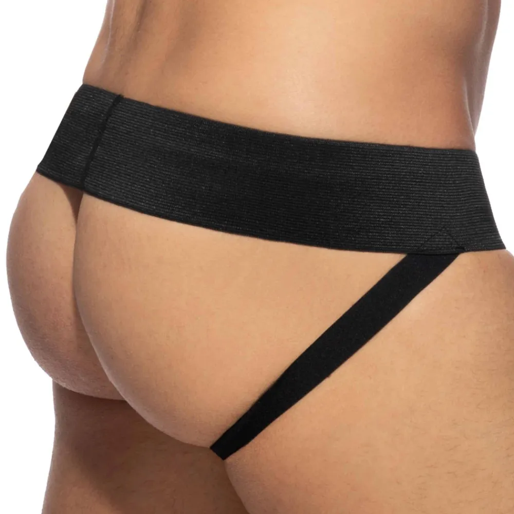 AD Fetish Jockstraps-Jock Strap Front Zip Rub Cockring Noir