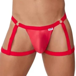 CandyMan Jockstraps|Strings-Jock Strap Jarretière Simili-Cuir Rouge