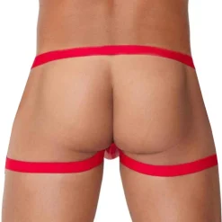 CandyMan Jockstraps|Strings-Jock Strap Jarretière Simili-Cuir Rouge