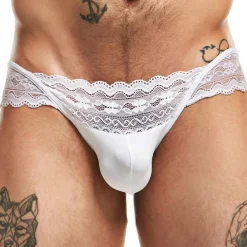 Sexy Boy Jockstraps-Jock Strap Lingerie Dentelle Blanc