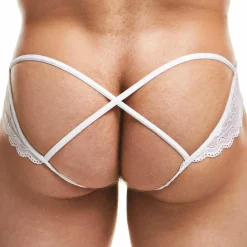 Sexy Boy Jockstraps-Jock Strap Lingerie Dentelle Blanc