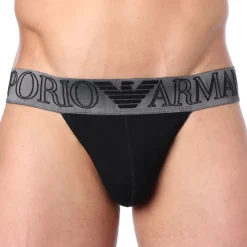 Emporio Armani Jockstraps-Jock Strap Megalogo Coton Noir