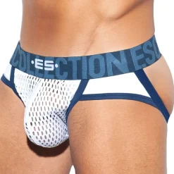 ES Collection Jockstraps|Sous-Vêtements Push Up-Jock Strap Open Mesh Blanc