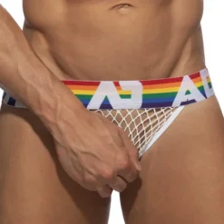 Addicted Jockstraps-Jock Strap Rainbow Net Blanc
