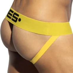 ES Collection Jockstraps-Jock Strap Recycled Rib Noir - Jaune