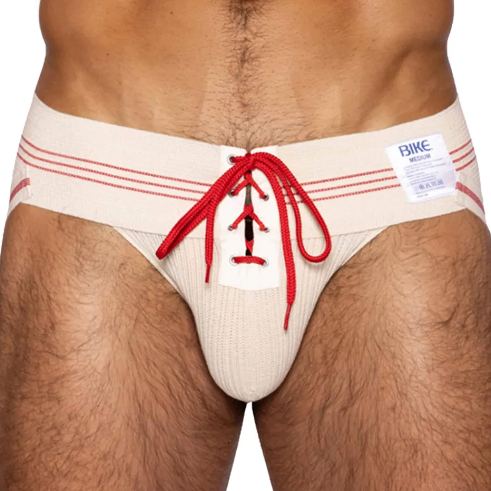 Bike Jockstraps-Jock Strap Vintage Lace-Up Crème