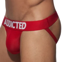 Addicted Jockstraps|Sous-Vêtements Push Up-Jockstrap Push Up Mesh Rouge