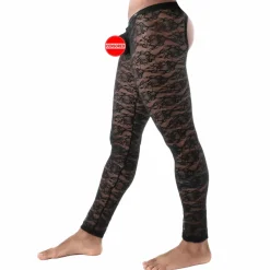 TOF Paris Tenues Sexy|Sous-Vêtements Push Up-Legging Ouvert en Dentelle Fluide Noir