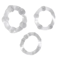 Orion Cockrings|Accessoires Sexy-Lot de 3 Cockrings Transparents à Billes