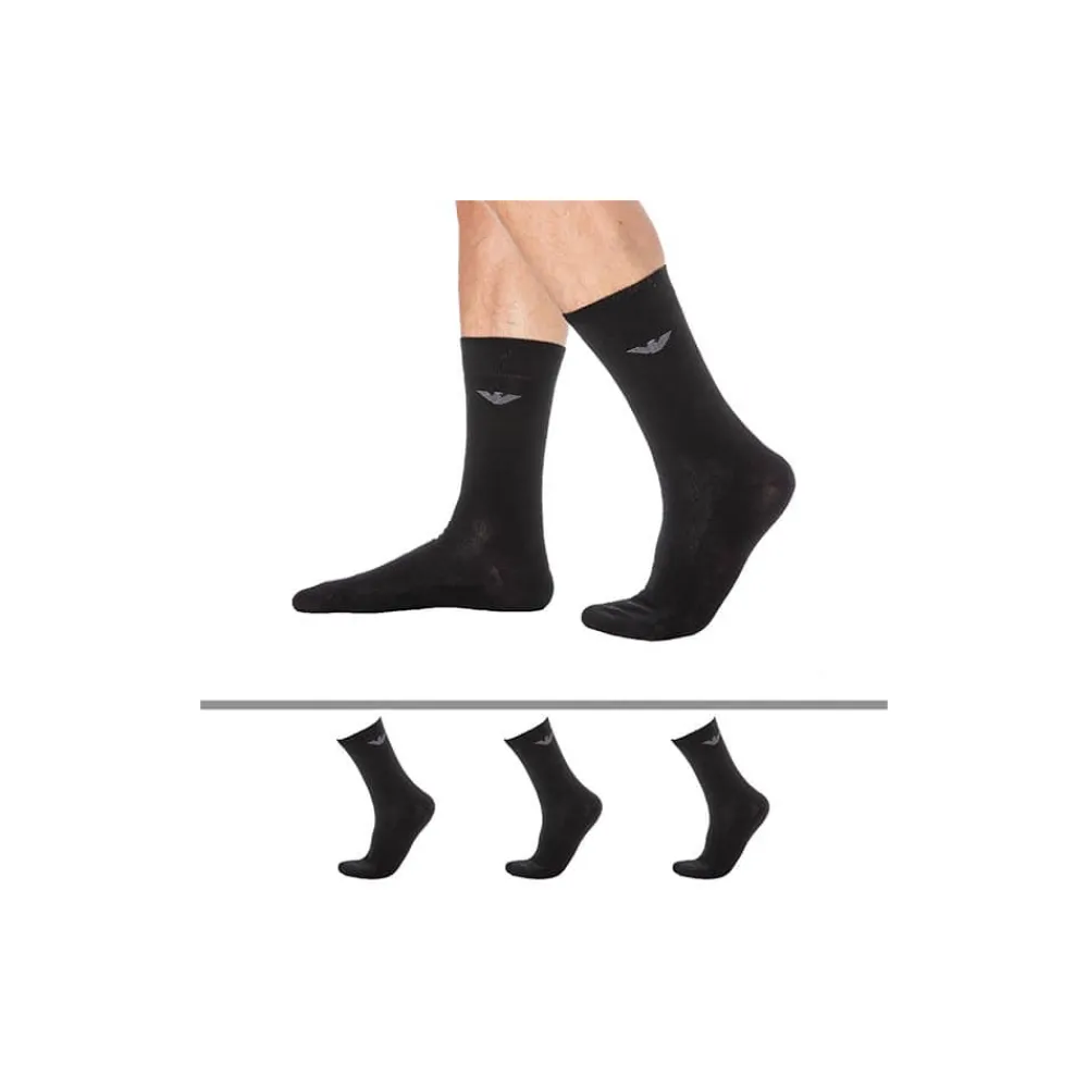 Emporio Armani Chaussettes-Lot de 3 Paires de Chaussettes Casual Coton Noir