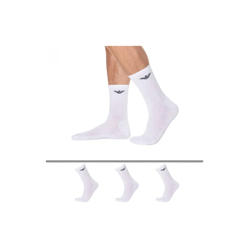 Emporio Armani Chaussettes-Lot de 3 Paires de Chaussettes Sporty Sponge Blanches