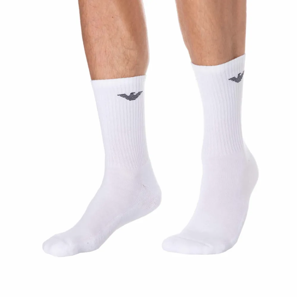 Emporio Armani Chaussettes-Lot de 3 Paires de Chaussettes Sporty Sponge Blanches