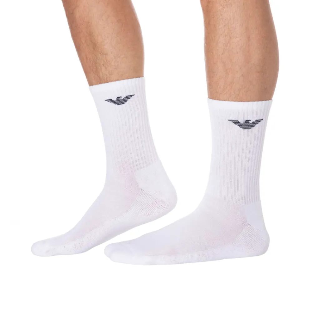 Emporio Armani Chaussettes-Lot de 3 Paires de Chaussettes Sporty Sponge Blanches