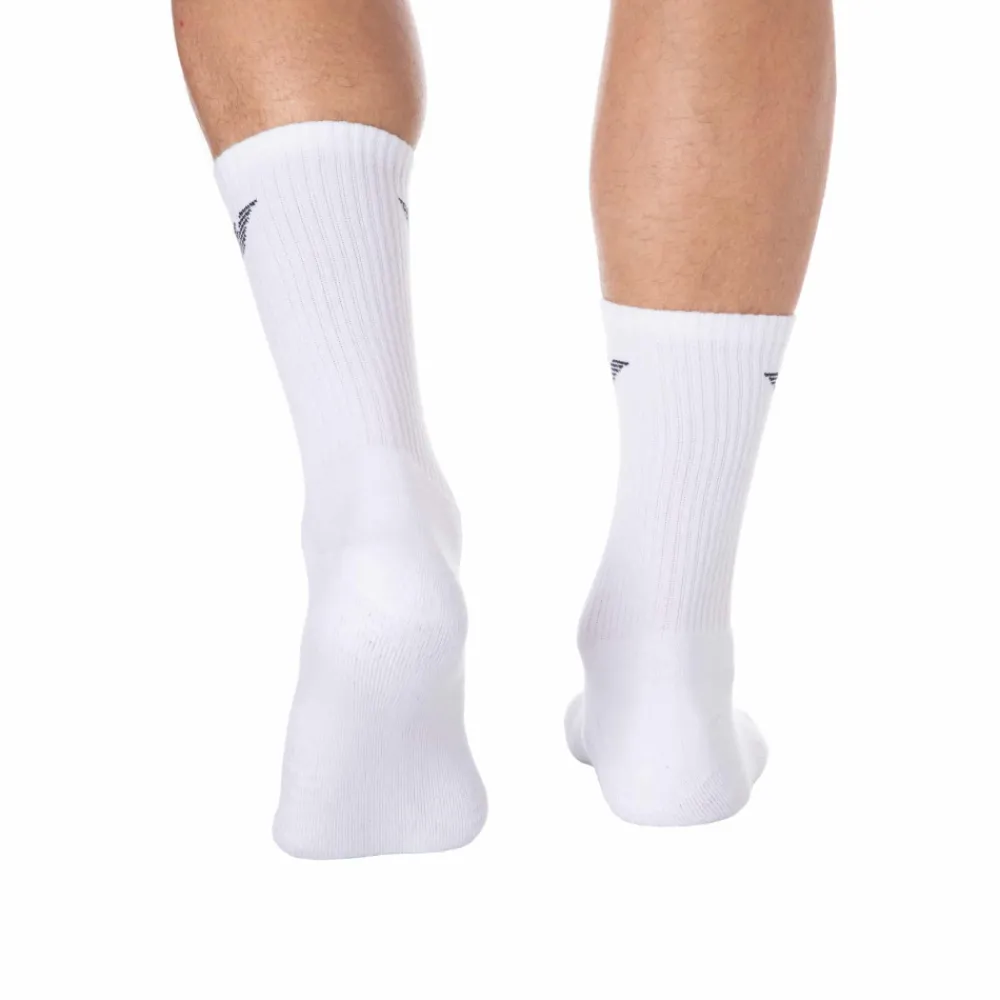 Emporio Armani Chaussettes-Lot de 3 Paires de Chaussettes Sporty Sponge Blanches