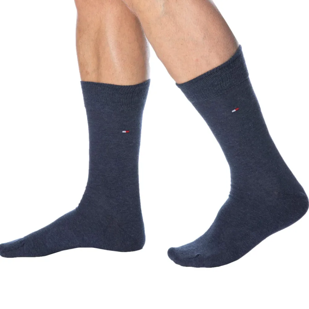 Tommy Hilfiger Chaussettes-Lot de 2 Paires de Chaussettes Classiques Coton Bleu Jeans