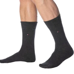 Tommy Hilfiger Chaussettes-Lot de 2 Paires de Chaussettes Classiques Coton Gris Anthracite