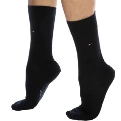 Tommy Hilfiger Chaussettes-Lot de 2 Paires de Chaussettes Classiques Coton Bleu Marine