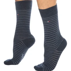 Tommy Hilfiger Chaussettes-Lot de 2 Paires de Chaussettes Basses Bleu Jeans - Fine Rayure Bleue