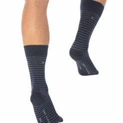 Tommy Hilfiger Chaussettes-Lot de 2 Paires de Chaussettes Basses Bleu Jeans - Fine Rayure Bleue