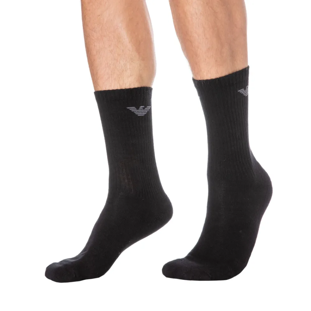 Emporio Armani Chaussettes-Lot de 3 Paires de Chaussettes Sporty Sponge Noires