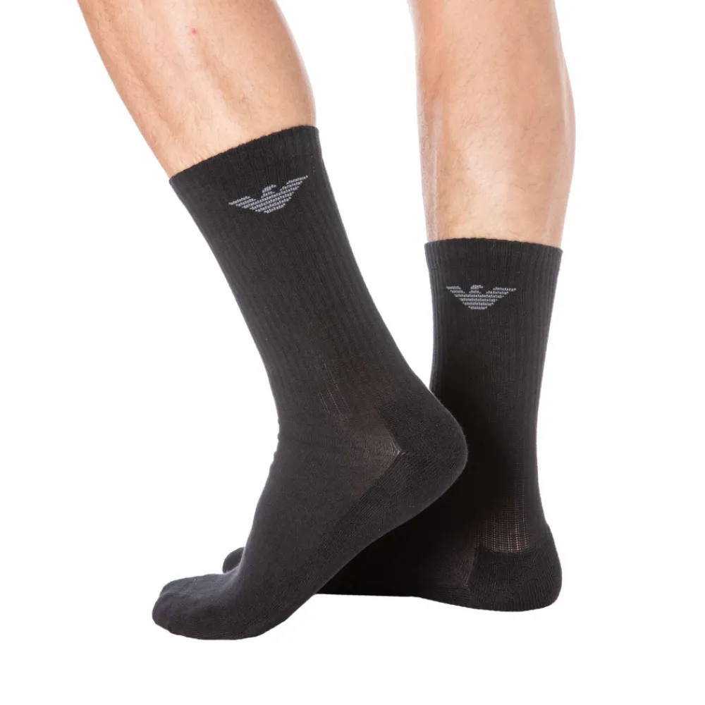 Emporio Armani Chaussettes-Lot de 3 Paires de Chaussettes Sporty Sponge Noires