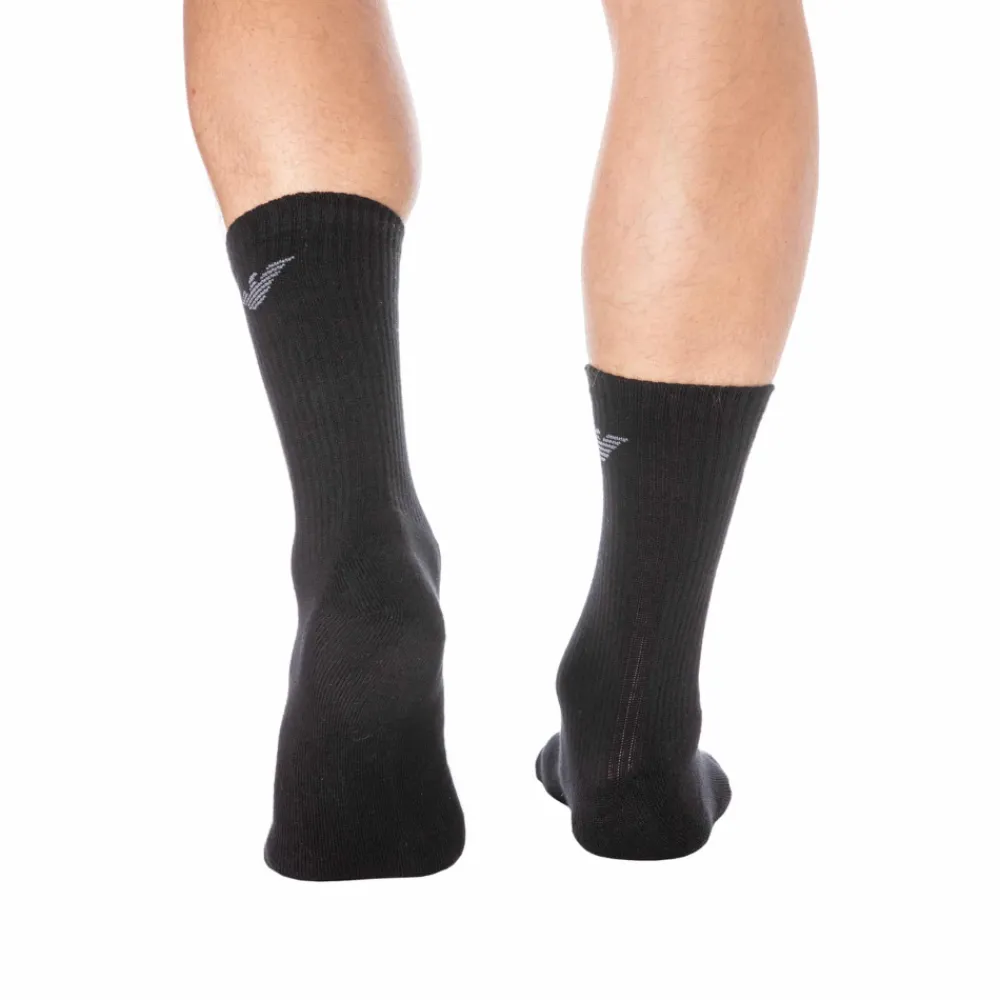 Emporio Armani Chaussettes-Lot de 3 Paires de Chaussettes Sporty Sponge Noires