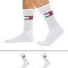 Tommy Hilfiger Chaussettes-Lot de 2 Paires de Chaussettes de Sport Flag Blanches
