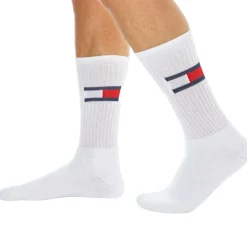 Tommy Hilfiger Chaussettes-Lot de 2 Paires de Chaussettes de Sport Flag Blanches