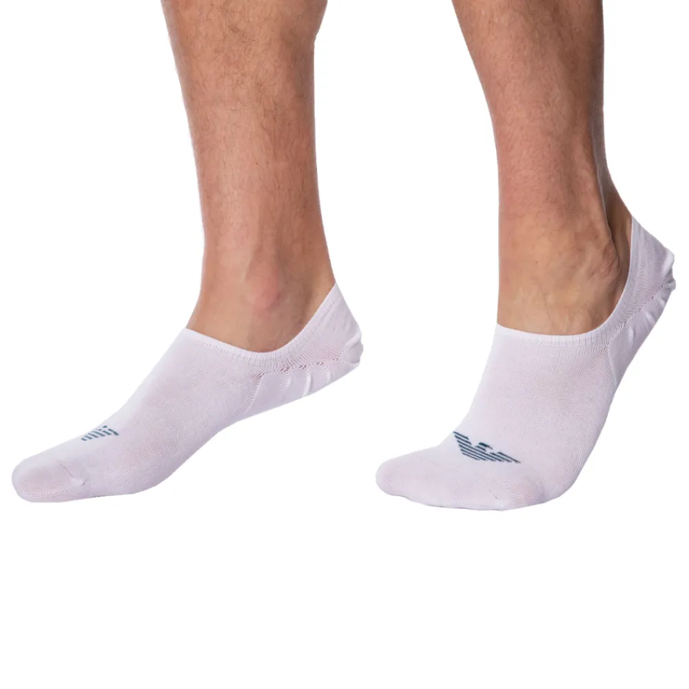 Emporio Armani Chaussettes-Lot de 3 Paires de Chaussettes Invisibles Eagle Blanches