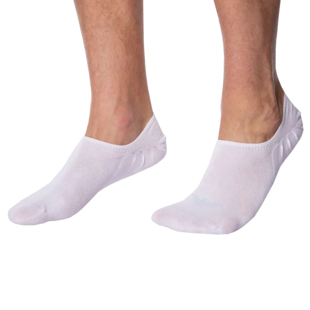 Emporio Armani Chaussettes-Lot de 3 Paires de Chaussettes Invisibles Eagle Blanches
