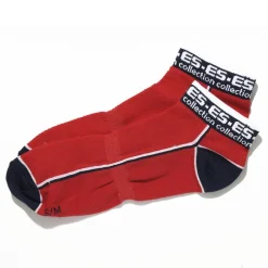 ES Collection Chaussettes-Lot de 3 Paires de Socquettes Sport Marines - Rouges - Blanches