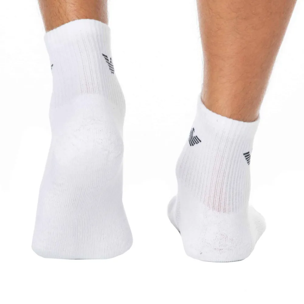 Emporio Armani Chaussettes-Lot de 3 Paires de Socquettes Sporty Sponge Blanches