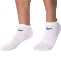 Emporio Armani Chaussettes-Lot de 3 Paires de Socquettes Eagle Blanches