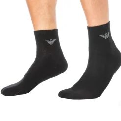 Emporio Armani Chaussettes-Lot de 3 Paires de Socquettes Sporty Sponge Noires
