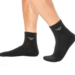 Emporio Armani Chaussettes-Lot de 3 Paires de Socquettes Sporty Sponge Noires