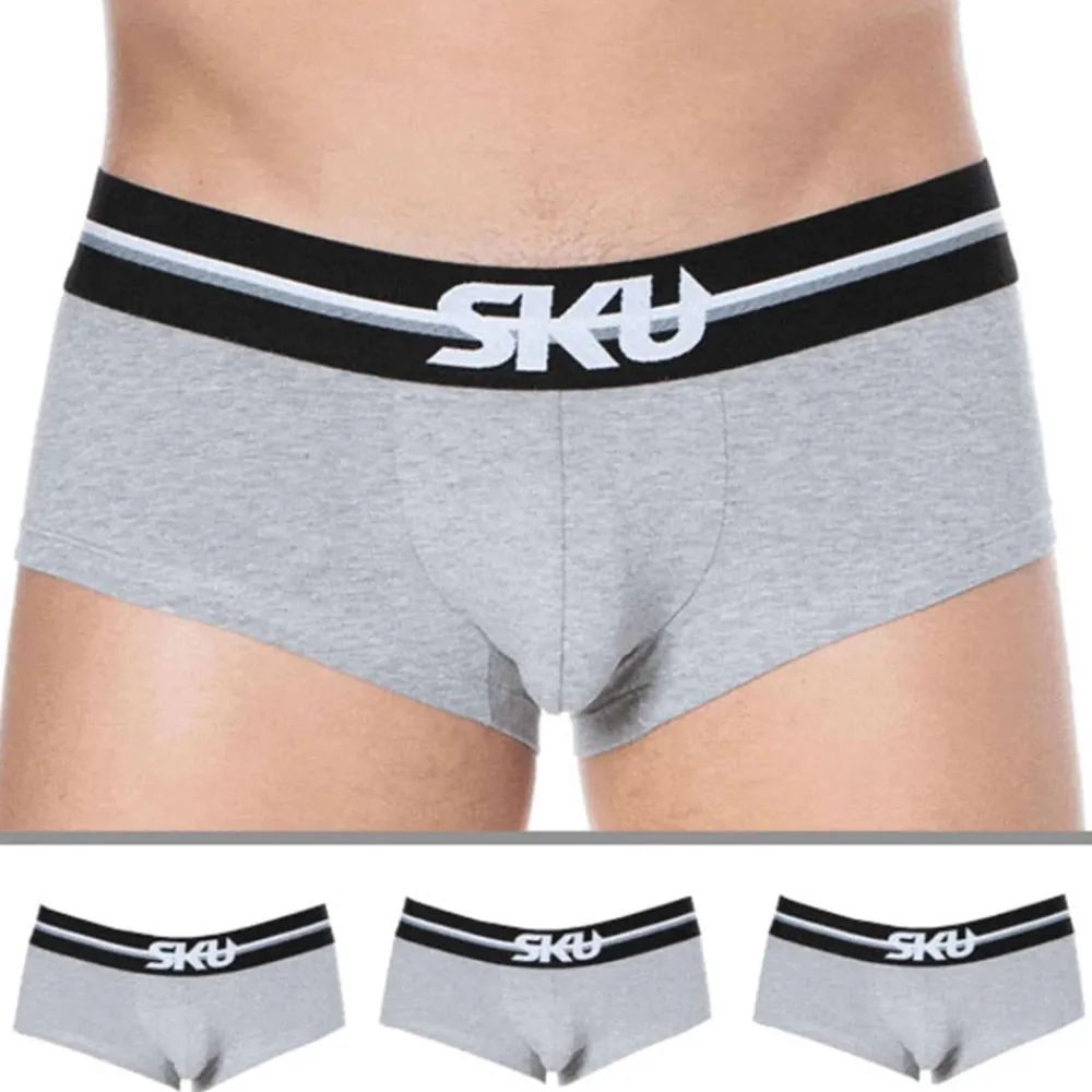 SKU Shortys|Boxers-Lot de 3 Shorties First Coton Gris Chiné