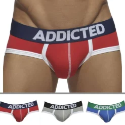 Addicted Slips-Lot de 3 Slips Basic Rouge - Gris - Bleu