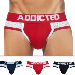 Addicted Slips-Lot de 3 Slips Combi Mesh Noir - Rouge - Bleu Marine