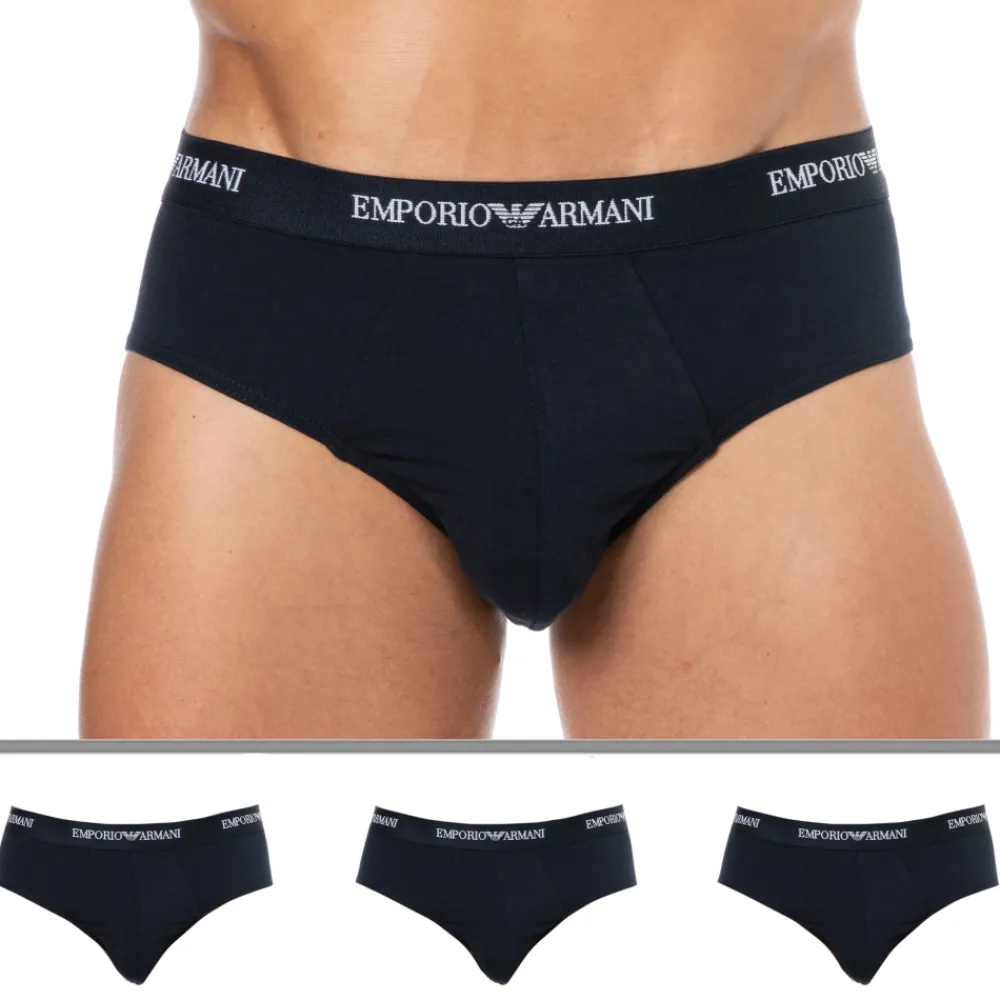 Emporio Armani Slips-Lot de 3 Slips Core Logoband Coton Bleu Marine