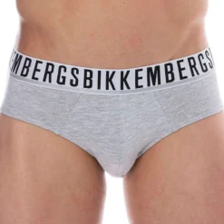 Bikkembergs Slips-Lot de 2 Slips Essential Coton Gris Chiné