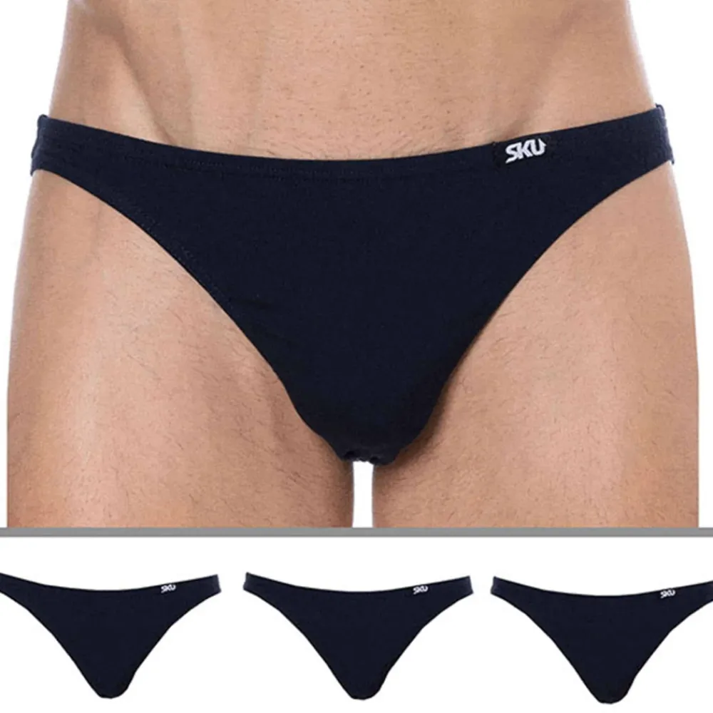 SKU Mini Slips|Slips-Lot de 3 Slips Mini Coton Bleu Marine