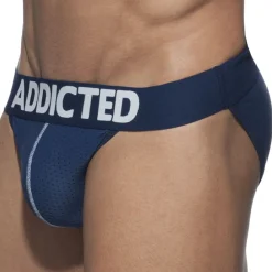 Addicted Push Up|Slips Tanga-Lot de 3 Slips Tanga Mesh Push Up Blanc - Marine - Noir