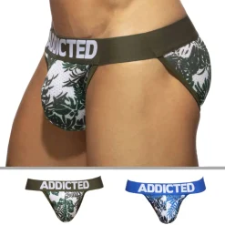 Addicted Slips Tanga|Slips-Lot de 2 Slips Tangas Mesh Tropicana Bleu - Kaki