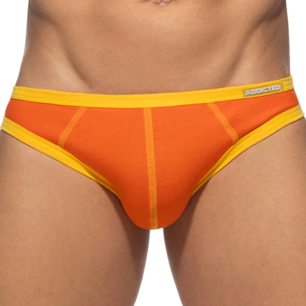 Addicted Mini Slips|Slips-Lot de 3 Slips Twink Coton Orange - Gris - Kaki
