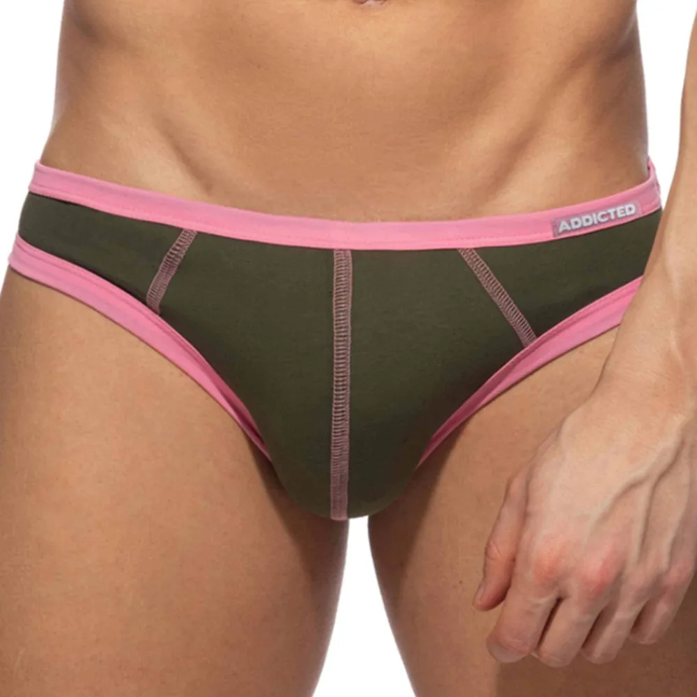 Addicted Mini Slips|Slips-Lot de 3 Slips Twink Coton Orange - Gris - Kaki